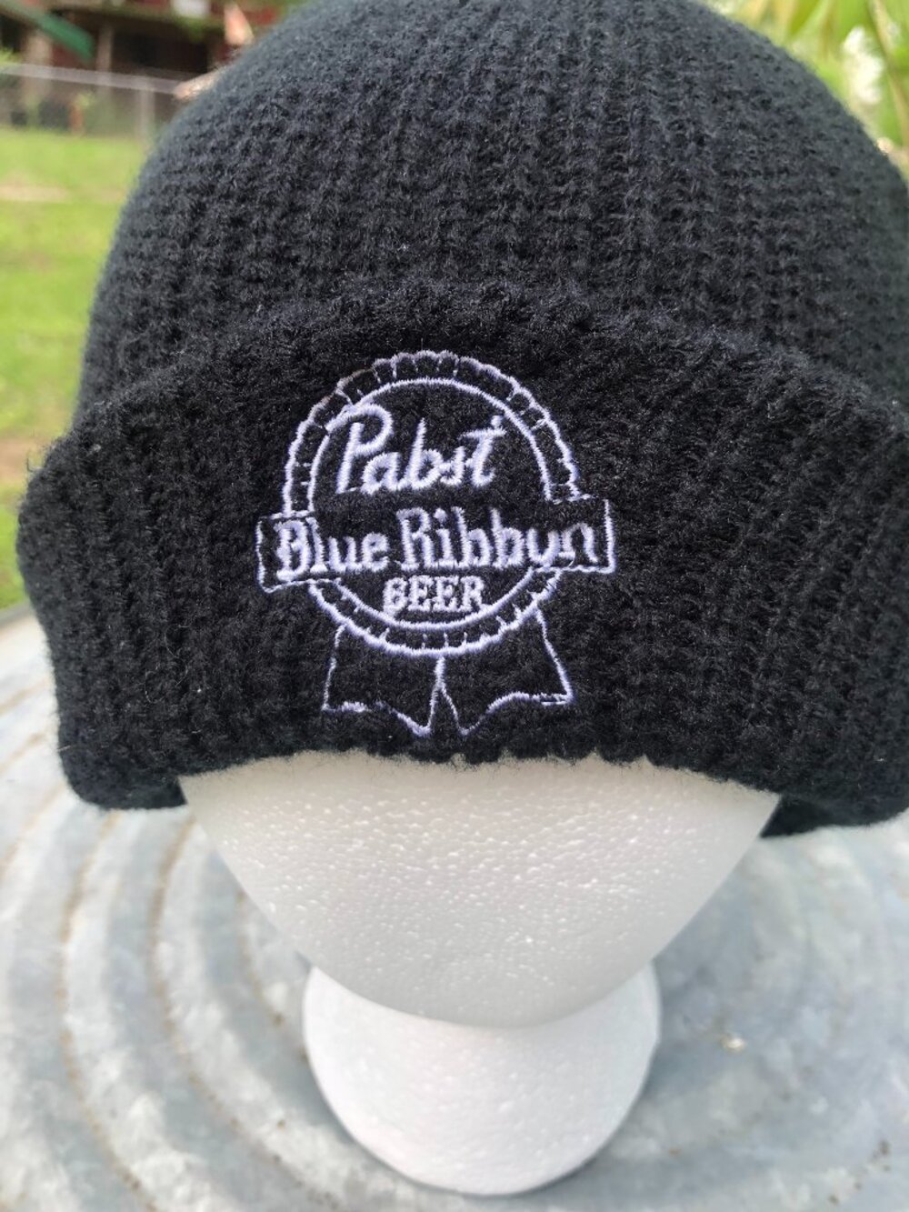 Black Pabst Blue Ribbon Beanie